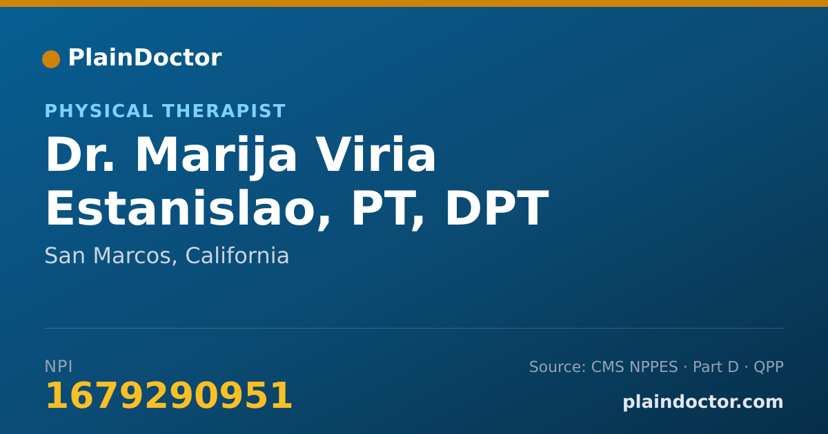 Shareable card for Marija Viria Estanislao, PT, DPT - Physical Therapist, San Marcos, CA