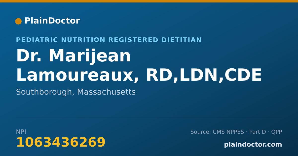 Shareable card for Marijean Lamoureaux, RD,LDN,CDE - Pediatric Nutrition Registered Dietitian, Southborough, MA
