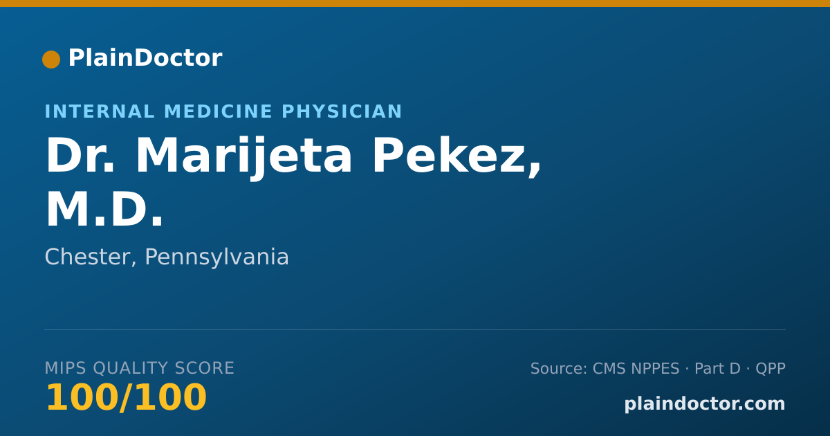 Shareable card for Marijeta Pekez, M.D. - Internal Medicine Physician, Chester, PA