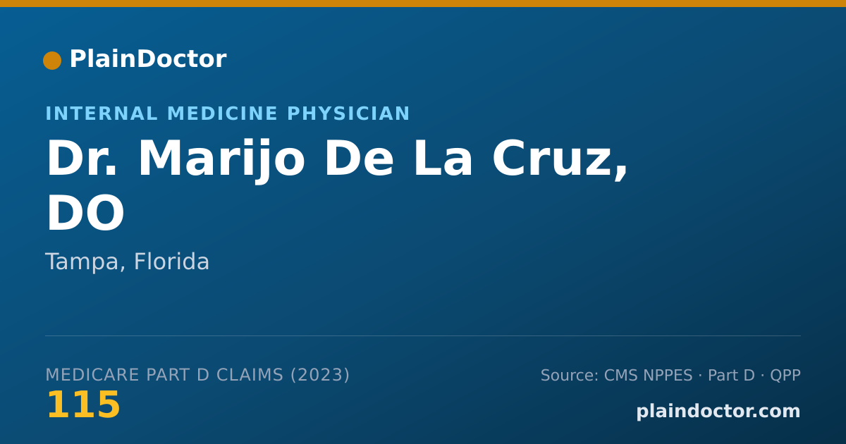 Shareable card for Marijo De La Cruz, DO - Internal Medicine Physician, Tampa, FL