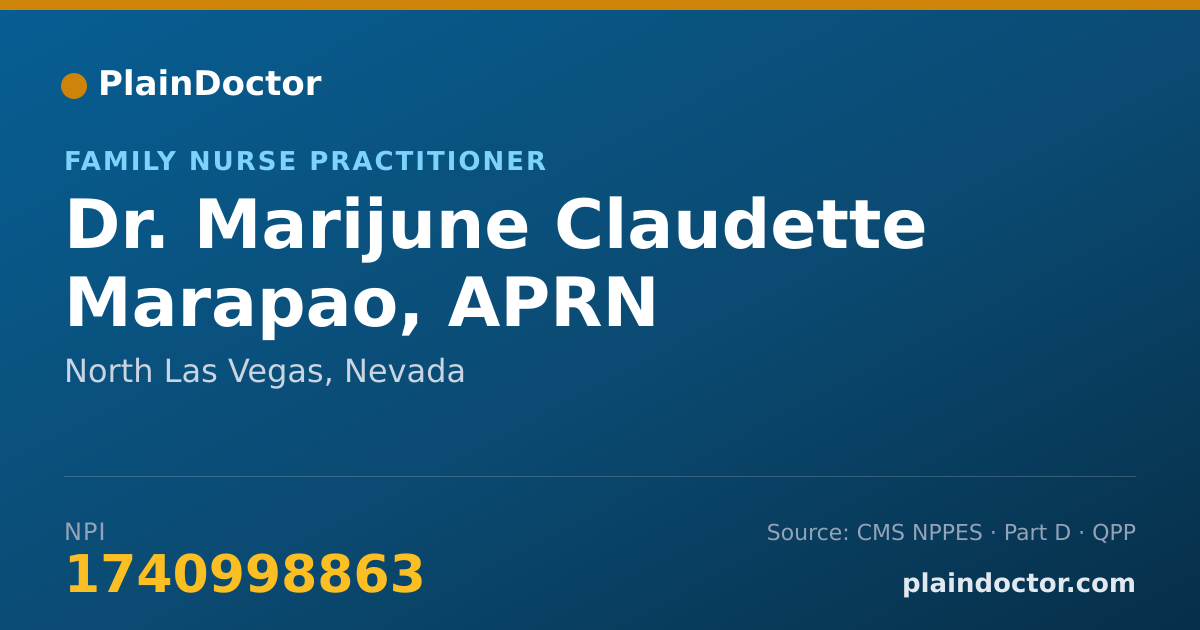 Shareable card for Marijune Claudette Marapao, APRN - Family Nurse Practitioner, North Las Vegas, NV
