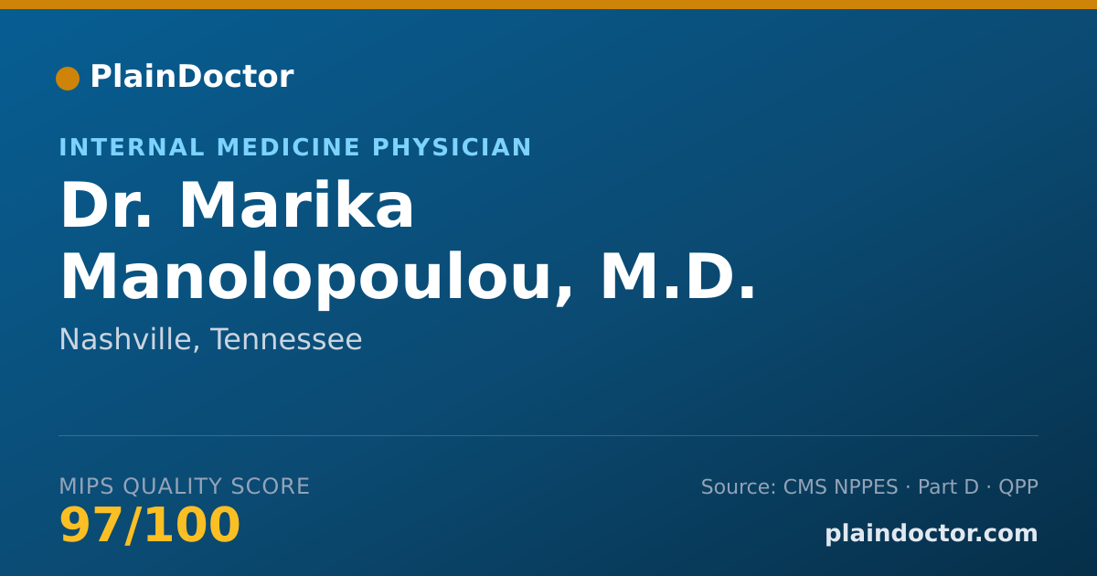 Shareable card for Marika Manolopoulou, M.D. - Internal Medicine Physician, Nashville, TN