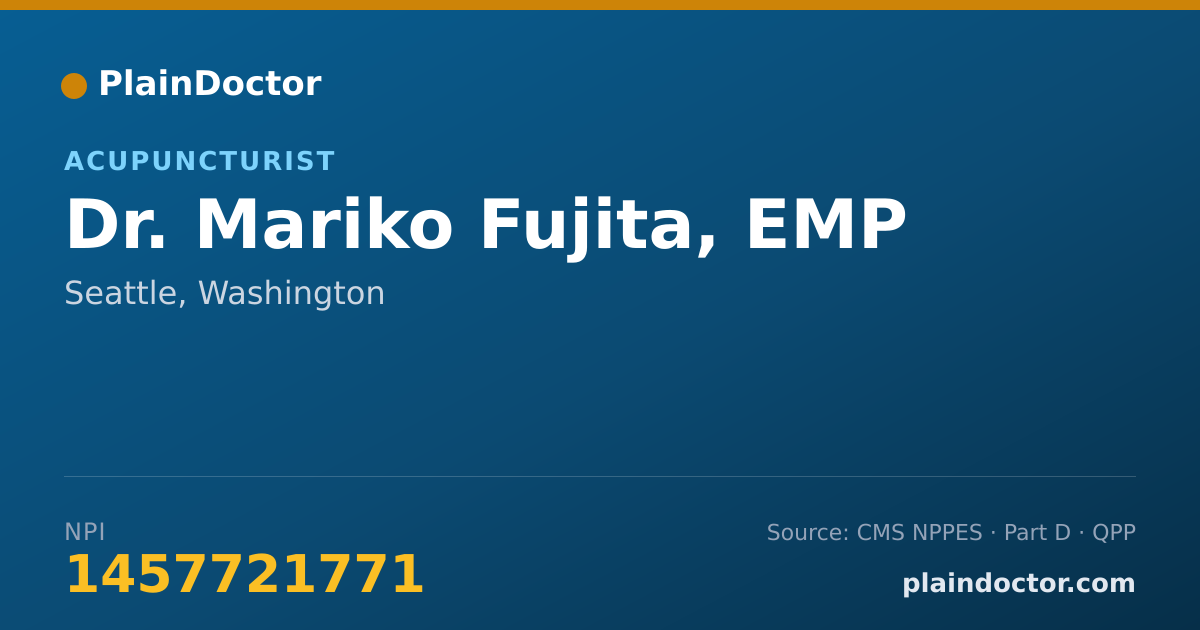 Shareable card for Mariko Fujita, EMP - Acupuncturist, Seattle, WA