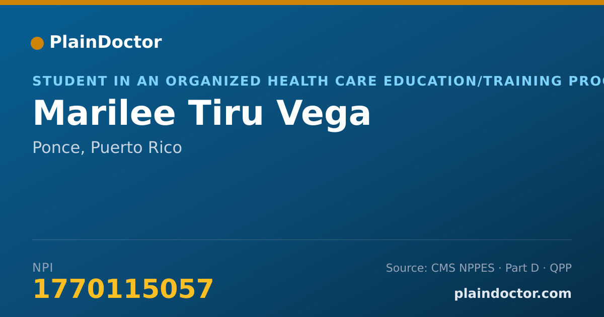 Shareable card for Marilee Tiru Vega - Student in an Organized Health Care Education/Training Program, Ponce, PR