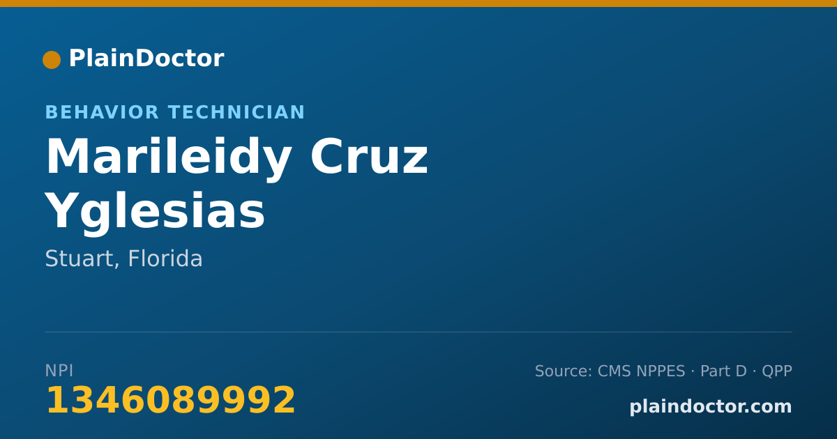 Shareable card for Marileidy Cruz Yglesias - Behavior Technician, Stuart, FL