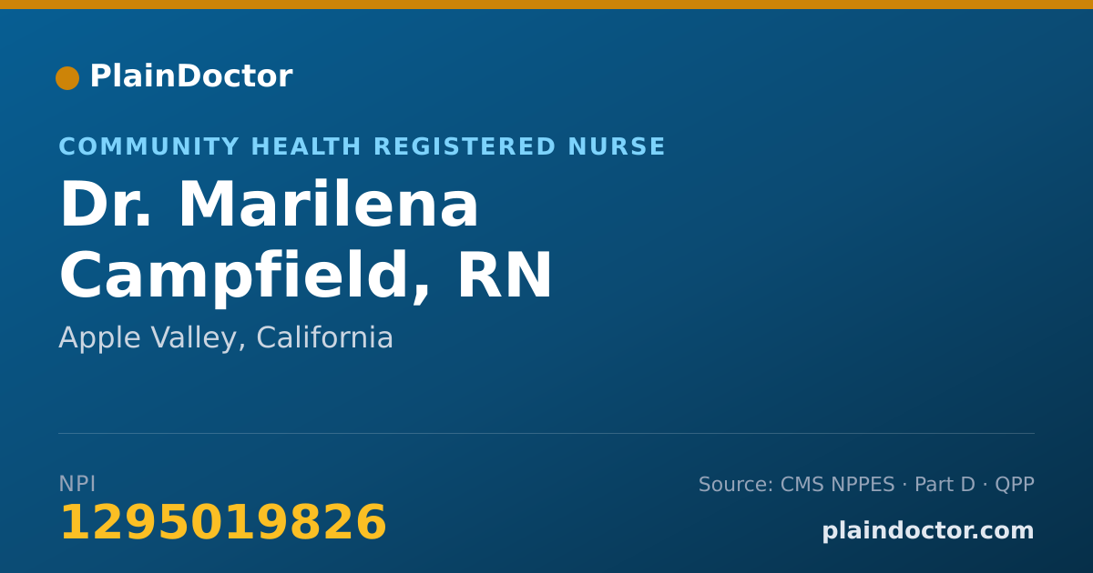 Shareable card for Marilena Campfield, RN - Community Health Registered Nurse, Apple Valley, CA