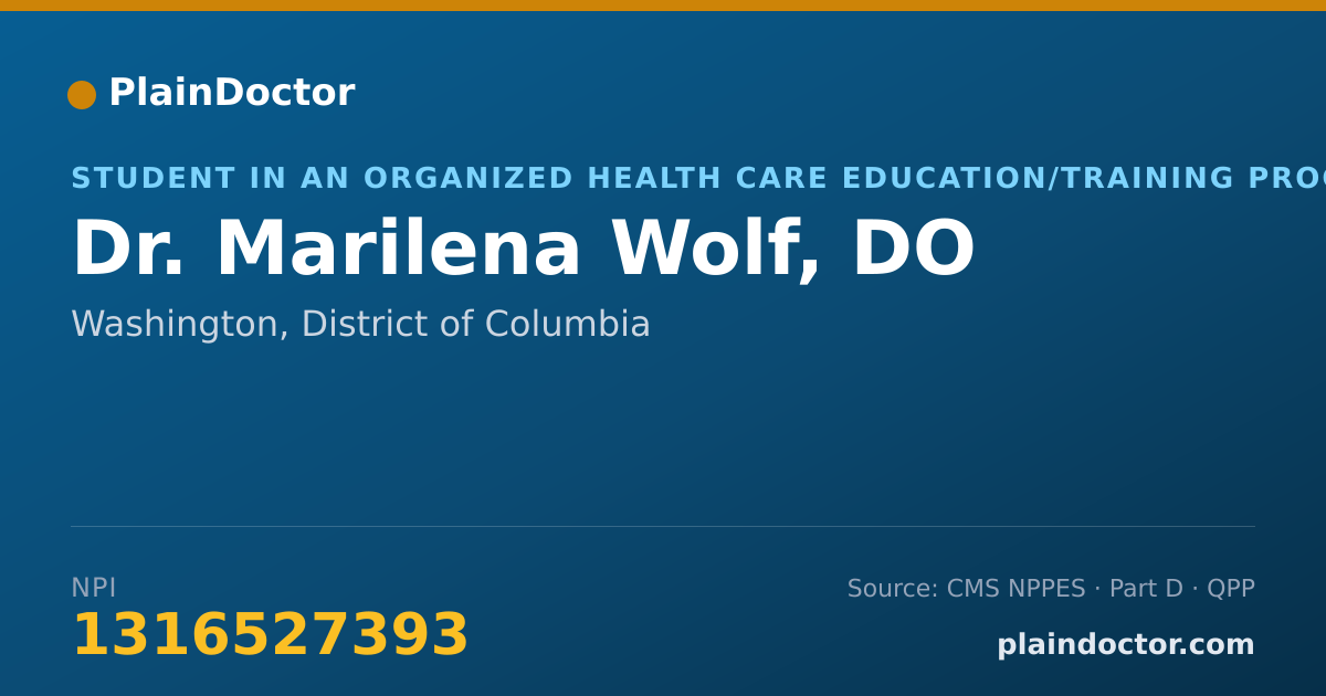 Shareable card for Marilena Wolf, DO - Student in an Organized Health Care Education/Training Program, Washington, DC
