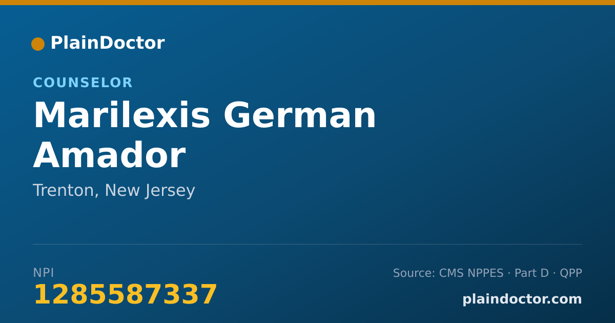 Shareable card for Marilexis German Amador - Counselor, Trenton, NJ