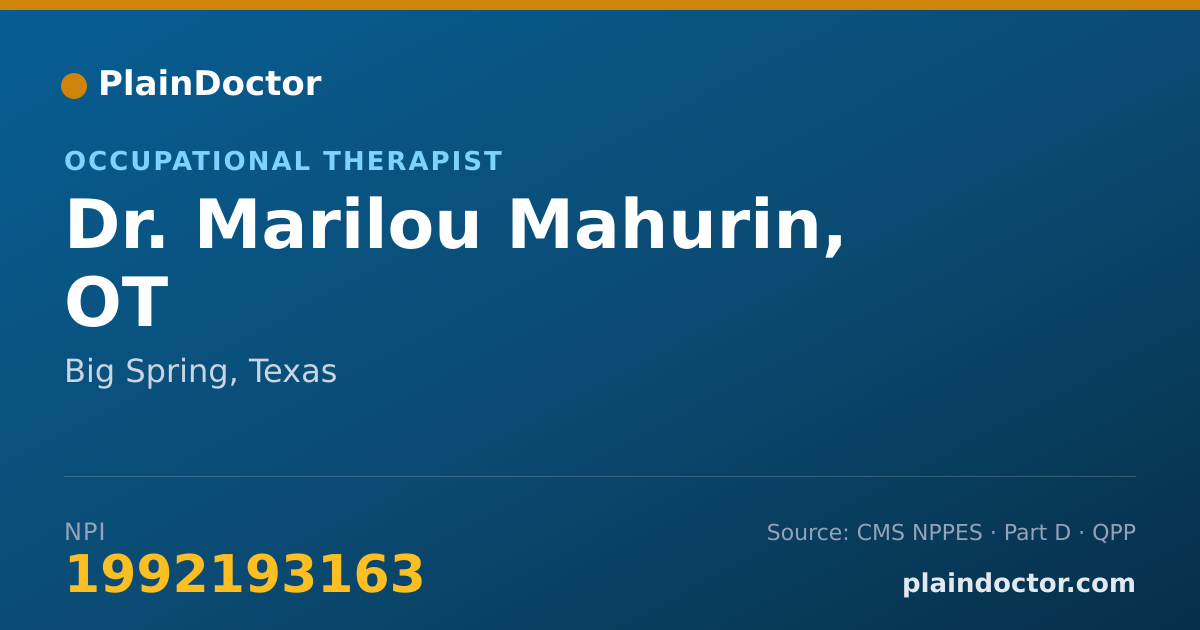 Shareable card for Marilou Mahurin, OT - Occupational Therapist, Big Spring, TX