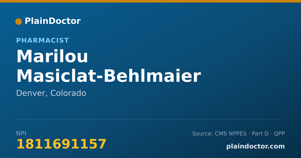 Shareable card for Marilou Masiclat-Behlmaier - Pharmacist, Denver, CO