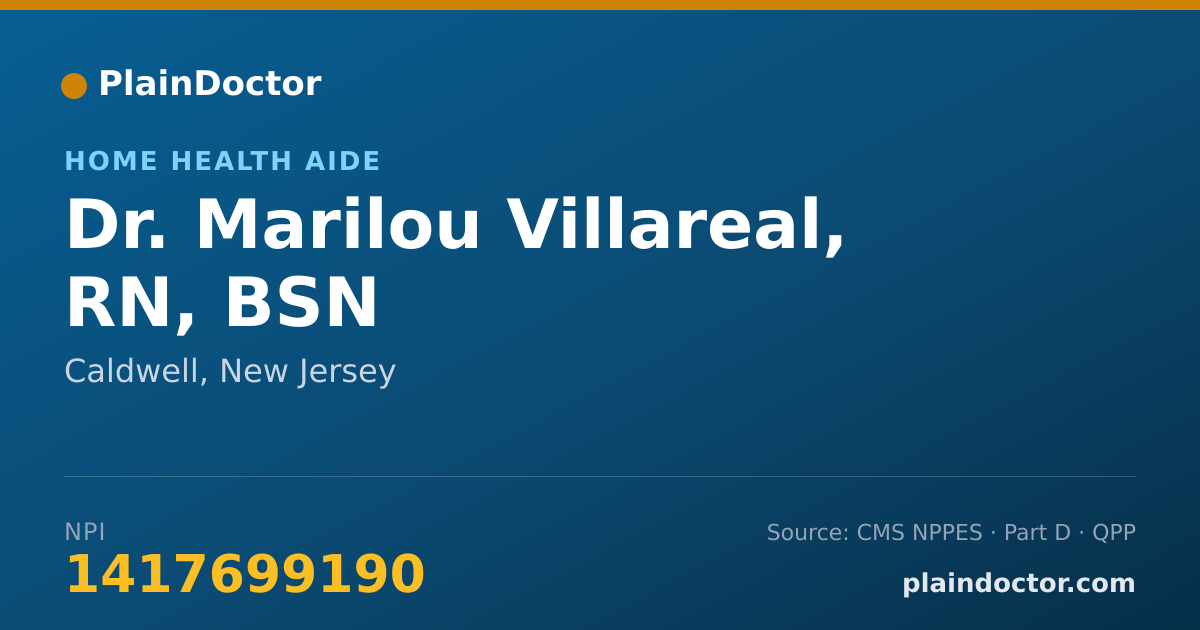 Shareable card for Marilou Villareal, RN, BSN - Home Health Aide, Caldwell, NJ