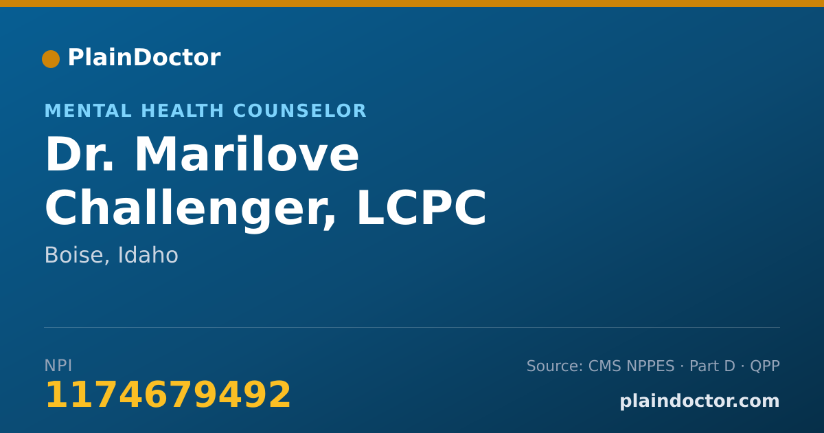 Shareable card for Marilove Challenger, LCPC - Mental Health Counselor, Boise, ID