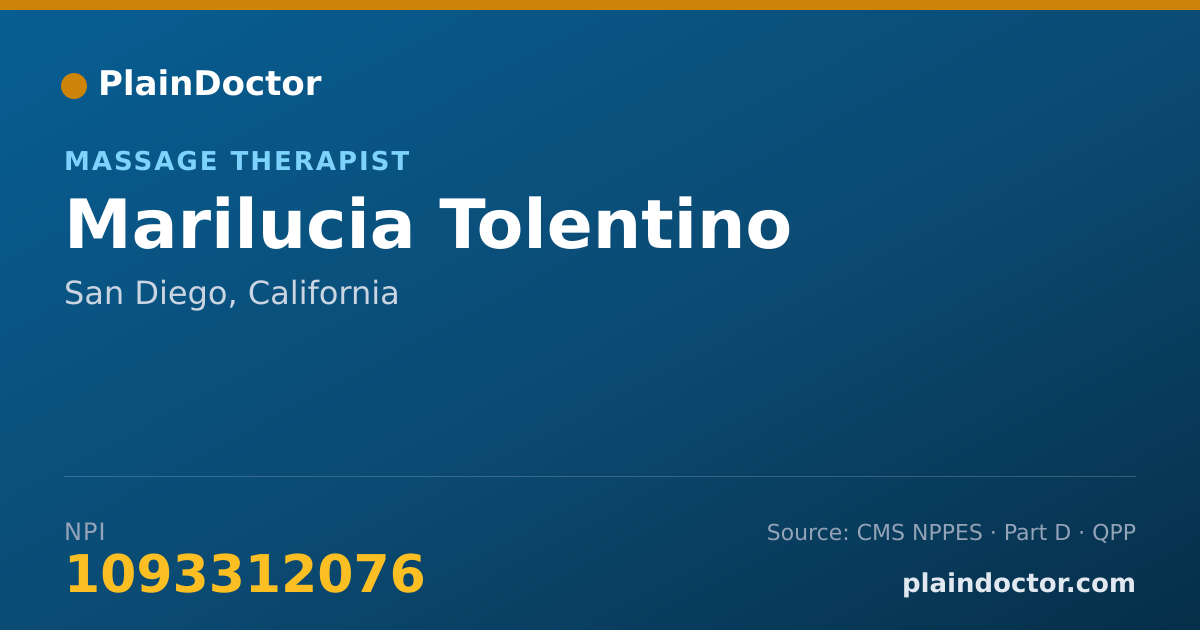 Shareable card for Marilucia Tolentino - Massage Therapist, San Diego, CA