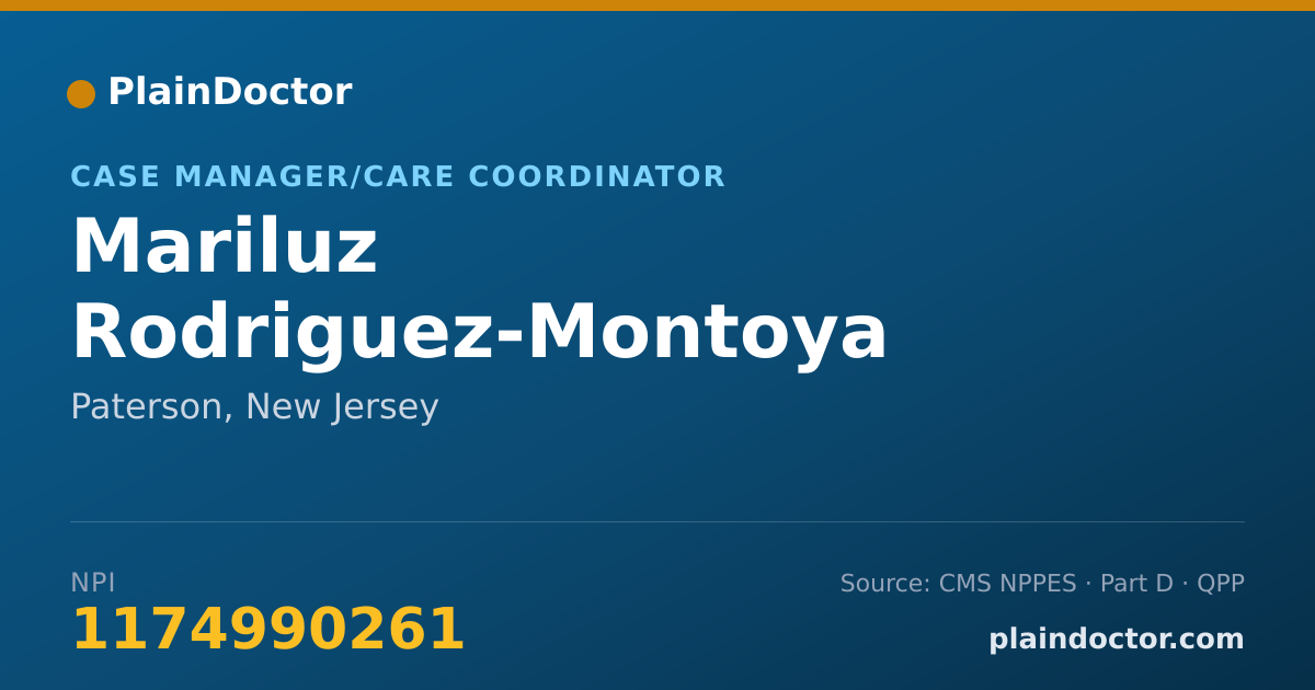 Shareable card for Mariluz Rodriguez-Montoya - Case Manager/Care Coordinator, Paterson, NJ