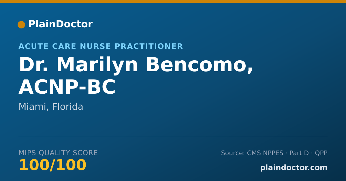 Shareable card for Marilyn Bencomo, ACNP-BC - Acute Care Nurse Practitioner, Miami, FL