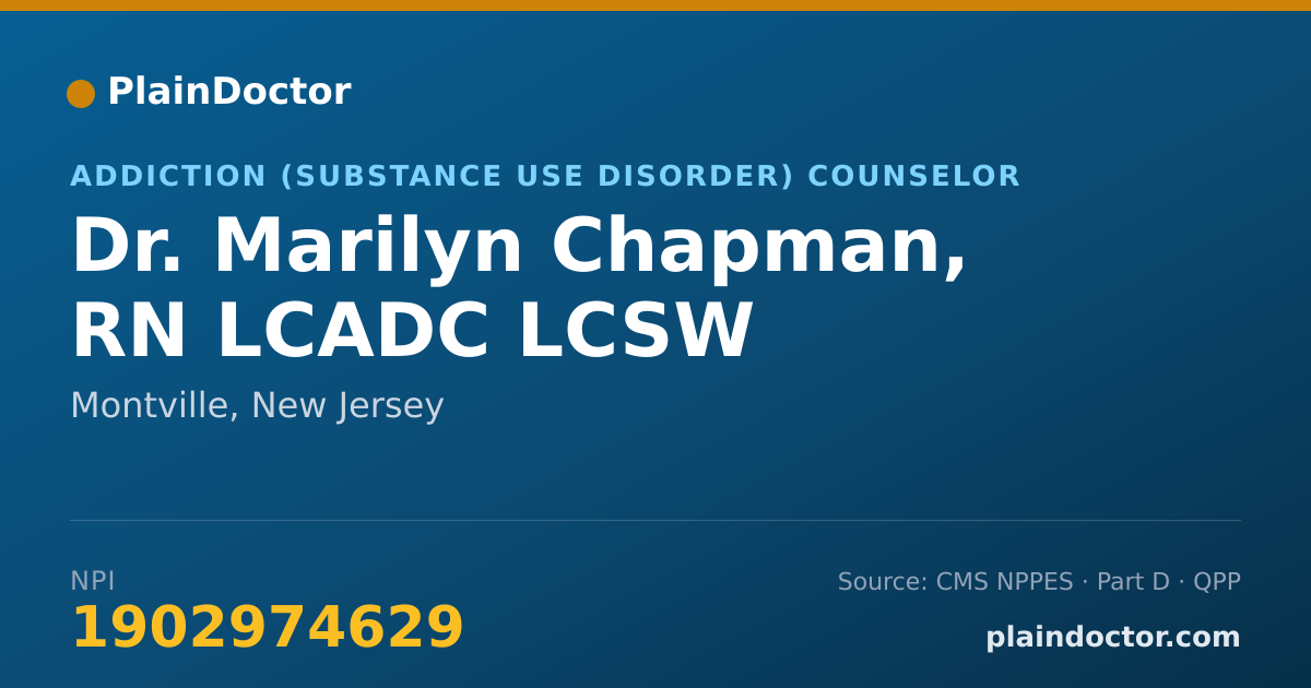Shareable card for Marilyn Chapman, RN LCADC LCSW - Addiction (Substance Use Disorder) Counselor, Montville, NJ