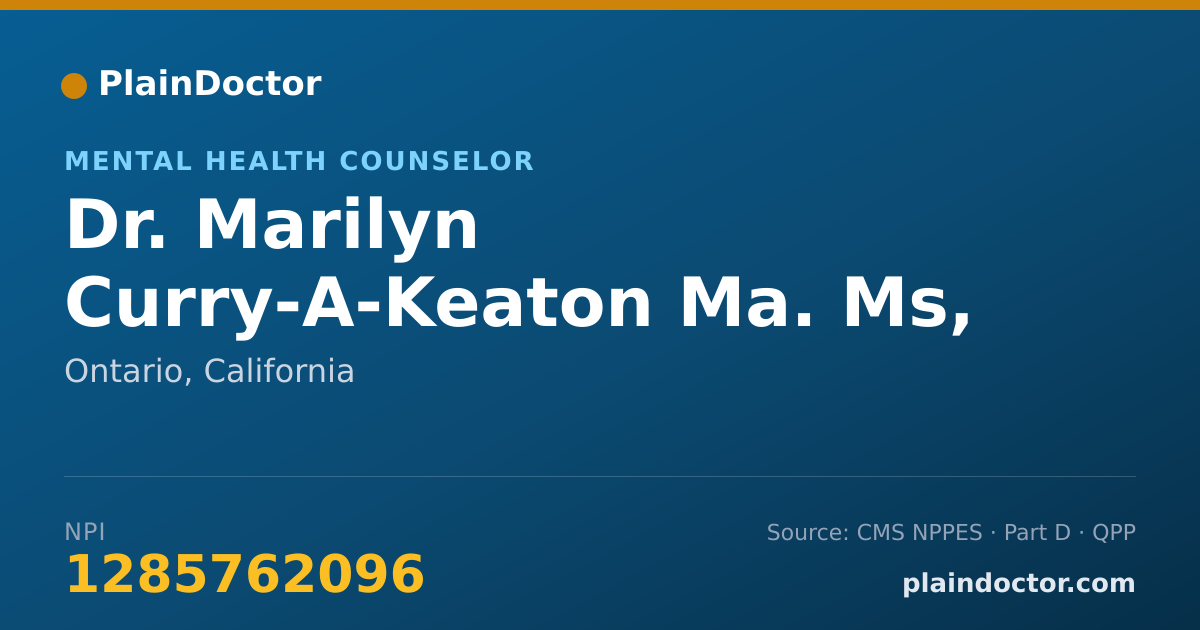 Shareable card for Marilyn Curry-A-Keaton Ma. Ms, MFTI - Mental Health Counselor, Ontario, CA
