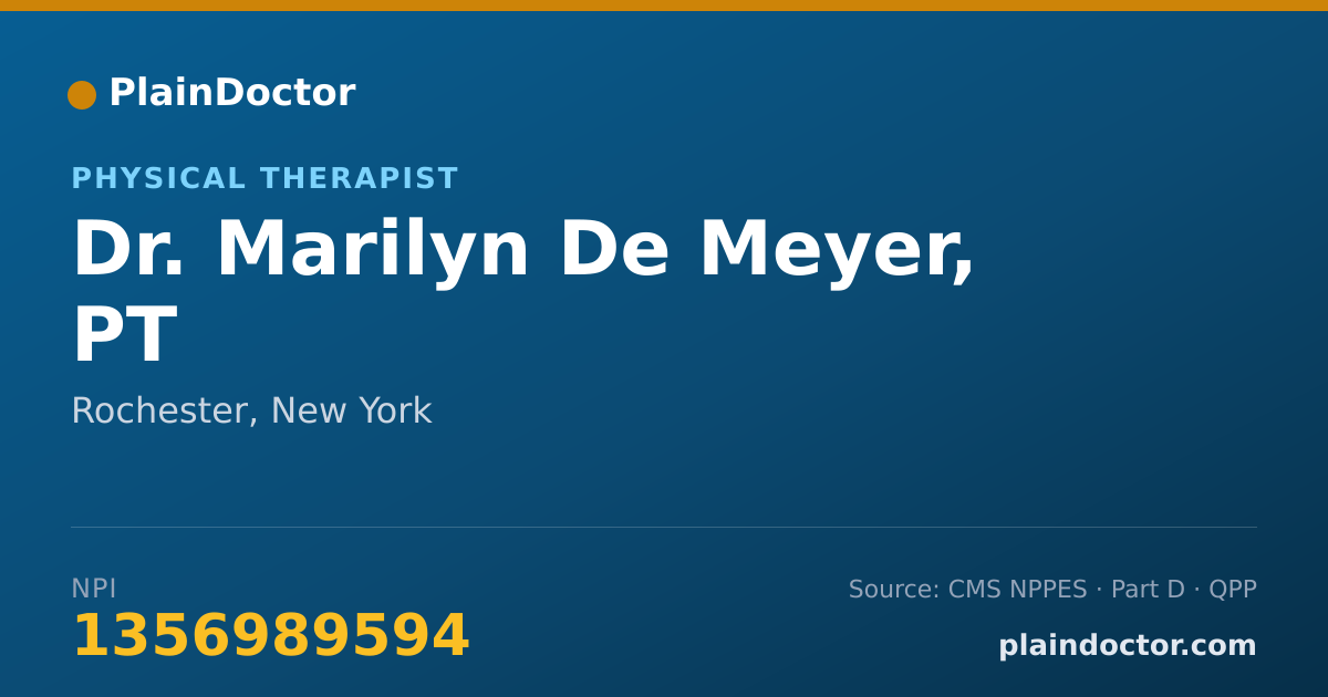 Shareable card for Marilyn De Meyer, PT - Physical Therapist, Rochester, NY