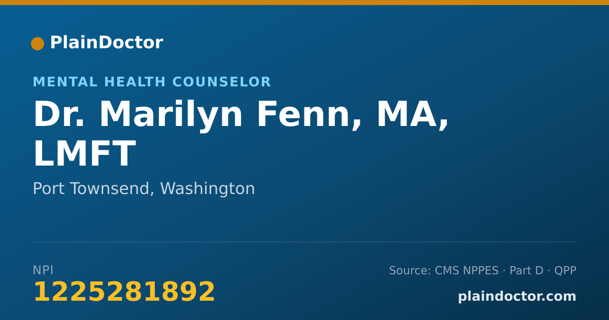 Shareable card for Marilyn Fenn, MA, LMFT - Mental Health Counselor, Port Townsend, WA