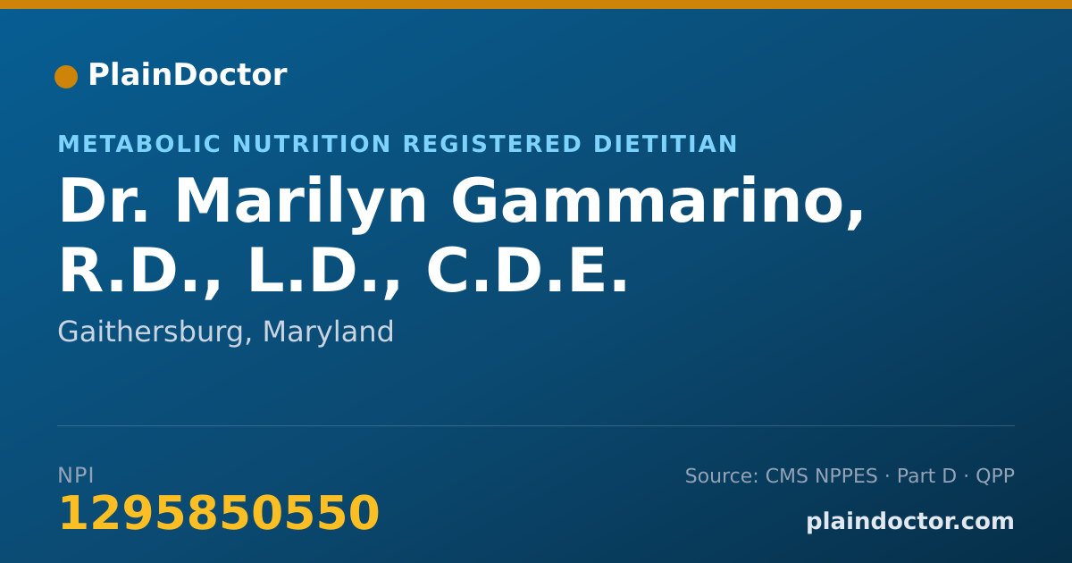 Shareable card for Marilyn Gammarino, R.D., L.D., C.D.E. - Metabolic Nutrition Registered Dietitian, Gaithersburg, MD