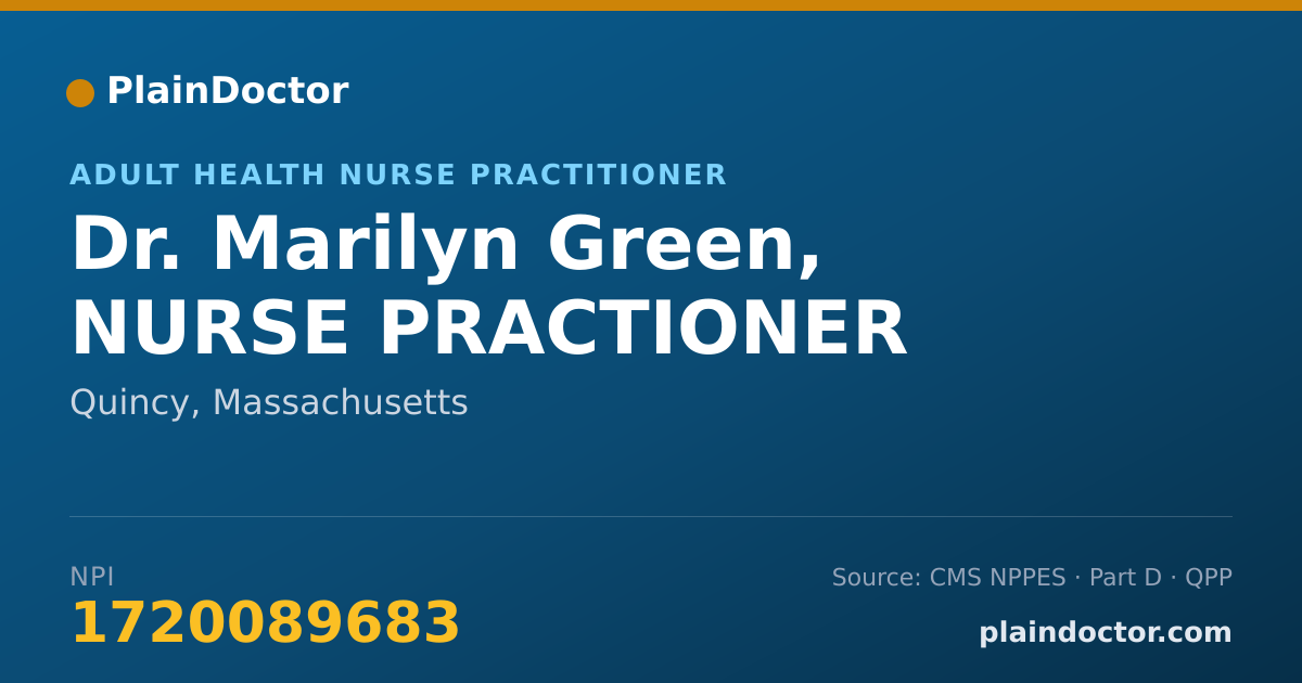 Shareable card for Marilyn Green, NURSE PRACTIONER - Adult Health Nurse Practitioner, Quincy, MA