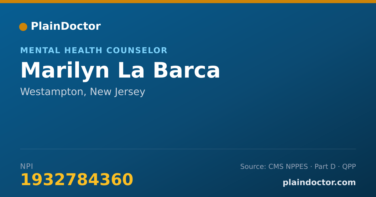 Shareable card for Marilyn La Barca - Mental Health Counselor, Westampton, NJ