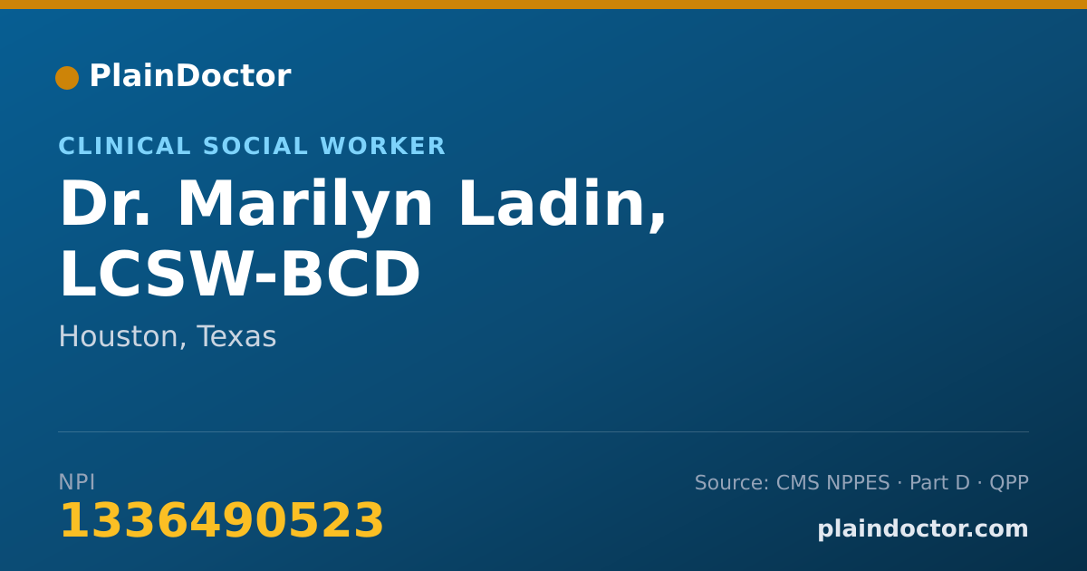 Shareable card for Marilyn Ladin, LCSW-BCD - Clinical Social Worker, Houston, TX