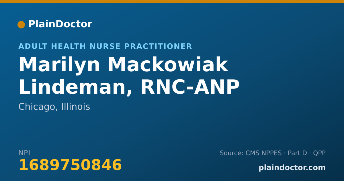 Shareable card for Marilyn Mackowiak Lindeman, RNC-ANP - Adult Health Nurse Practitioner, Chicago, IL