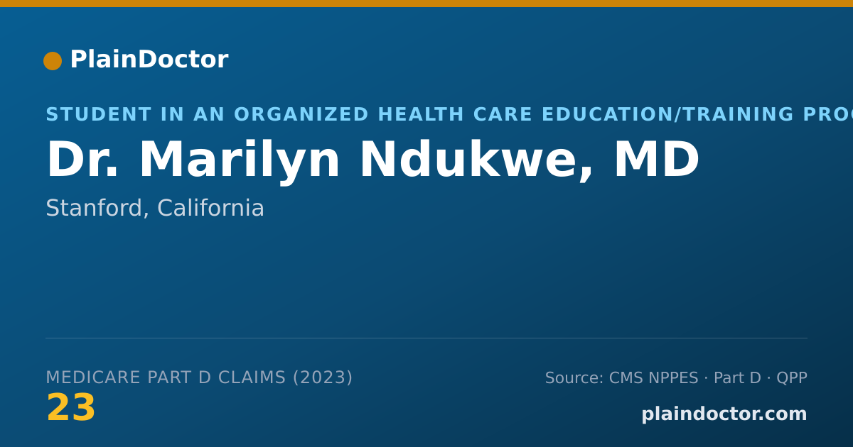 Shareable card for Marilyn Ndukwe, MD - Student in an Organized Health Care Education/Training Program, Stanford, CA
