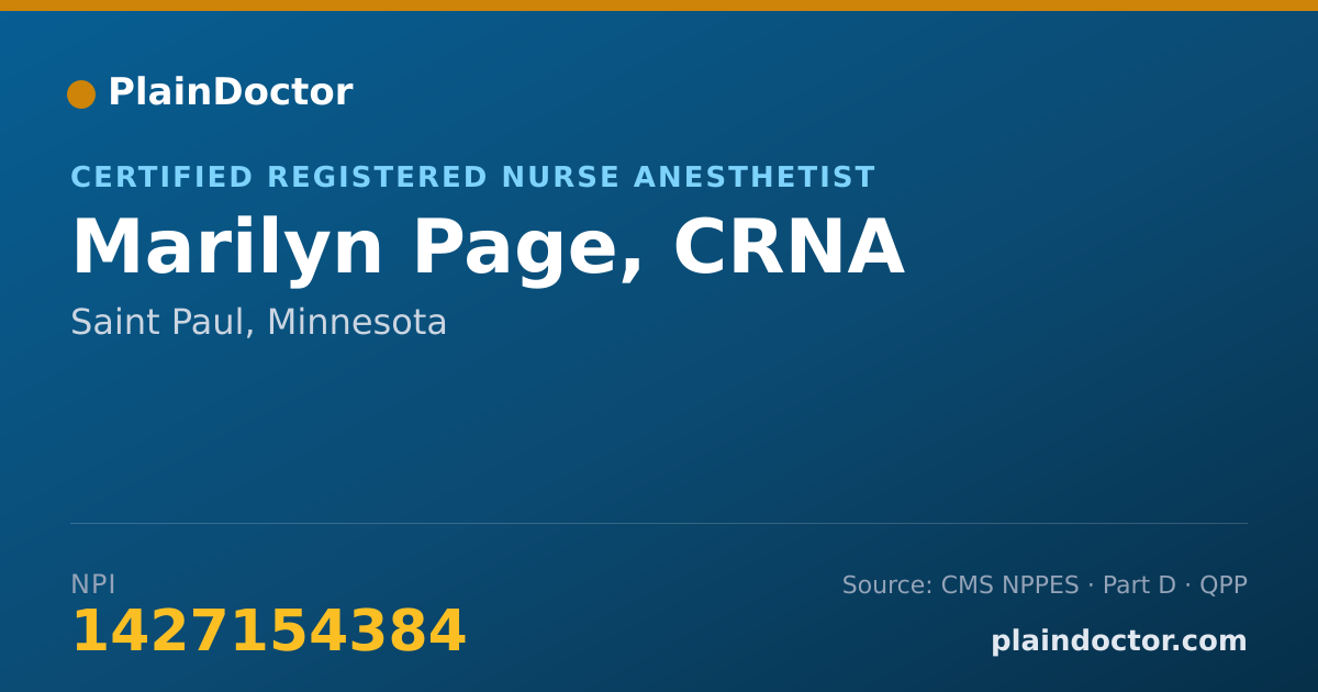 Shareable card for Marilyn Page, CRNA - Certified Registered Nurse Anesthetist, Saint Paul, MN