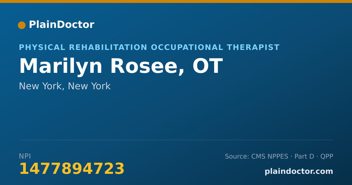 Shareable card for Marilyn Rosee, OT - Physical Rehabilitation Occupational Therapist, New York, NY
