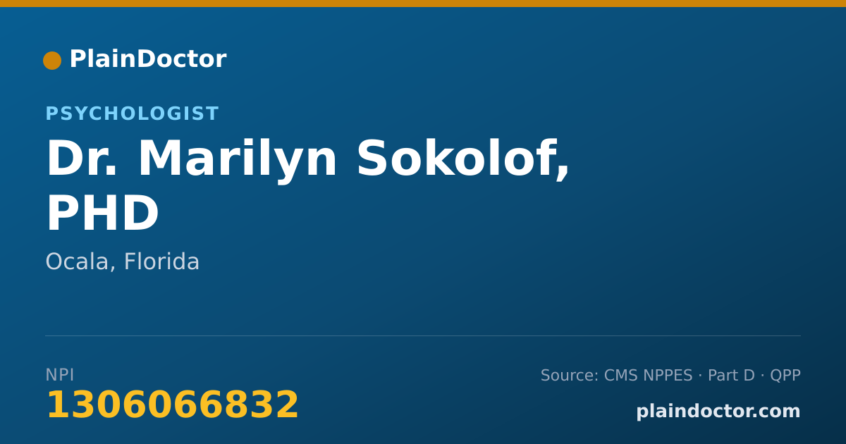 Shareable card for Marilyn Sokolof, PHD - Psychologist, Ocala, FL
