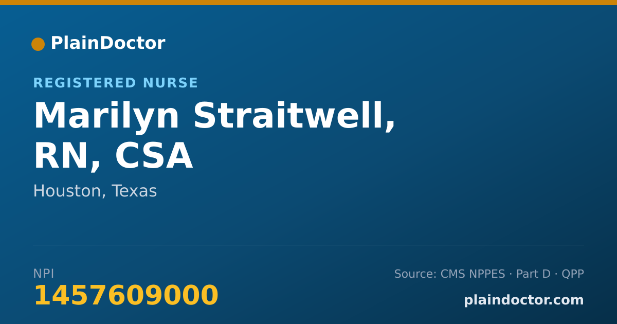 Shareable card for Marilyn Straitwell, RN, CSA - Registered Nurse, Houston, TX