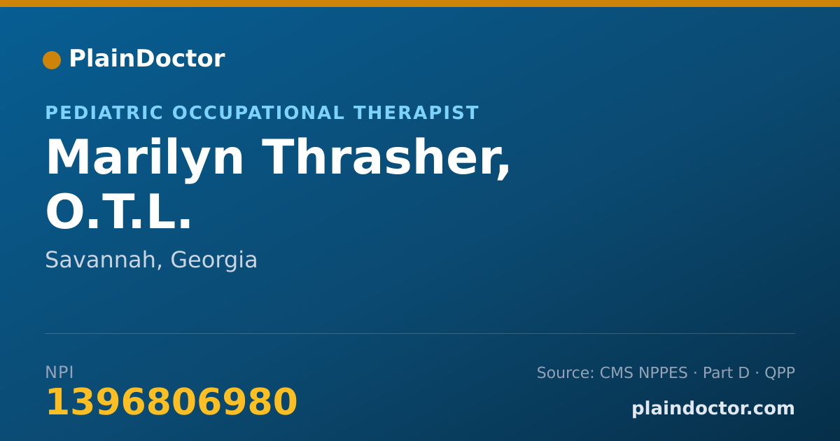 Shareable card for Marilyn Thrasher, O.T.L. - Pediatric Occupational Therapist, Savannah, GA