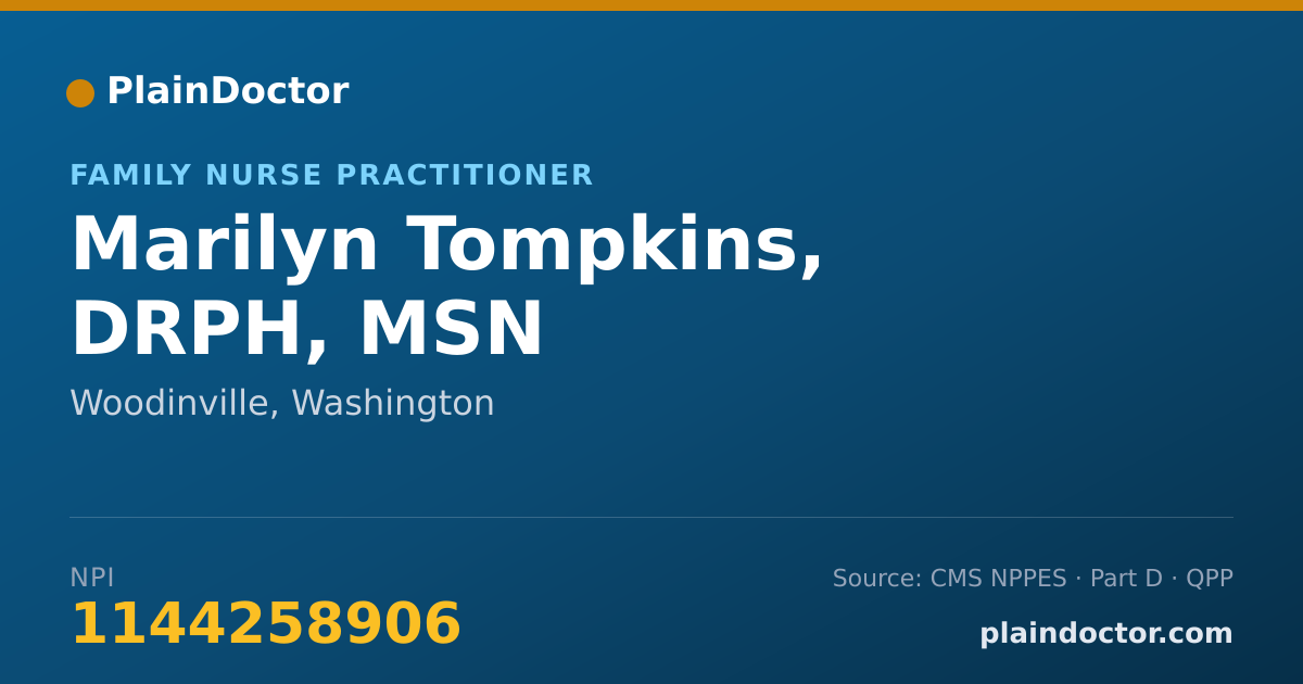 Shareable card for Marilyn Tompkins, DRPH, MSN - Family Nurse Practitioner, Woodinville, WA