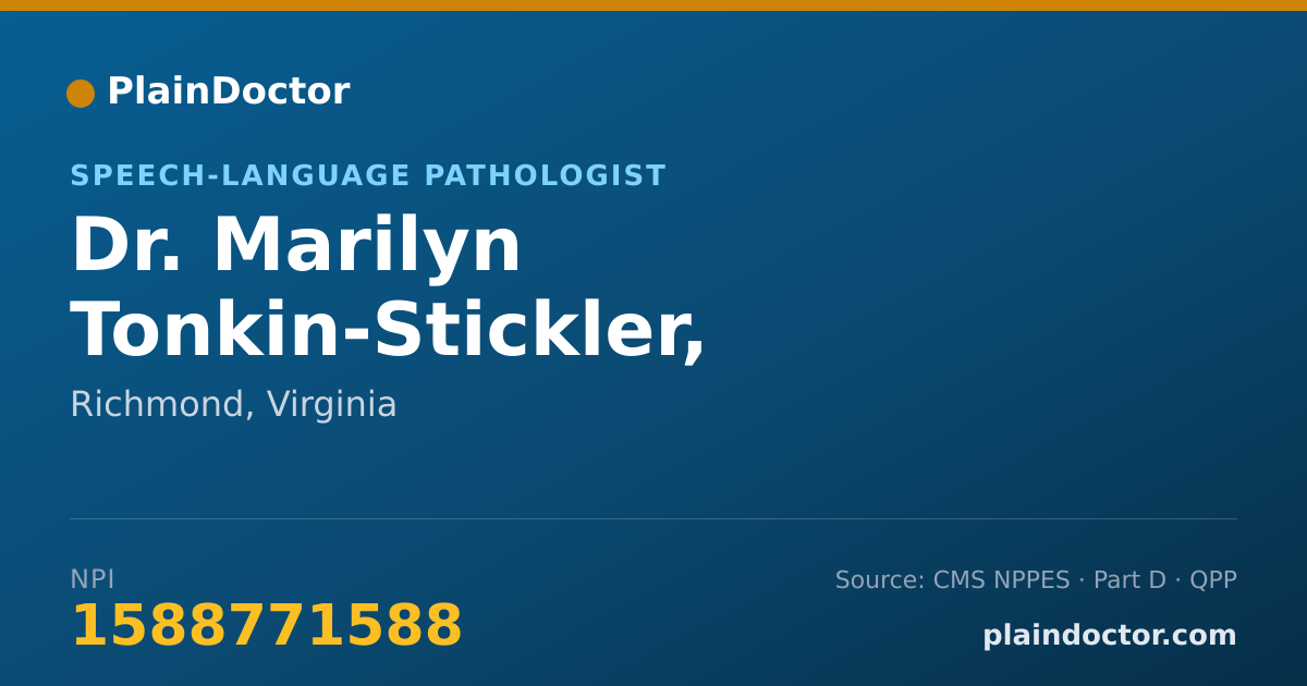 Shareable card for Marilyn Tonkin-Stickler, CCC-SLP - Speech-Language Pathologist, Richmond, VA