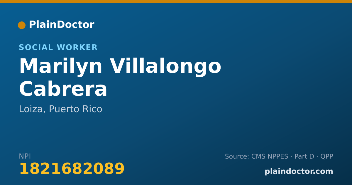 Shareable card for Marilyn Villalongo Cabrera - Social Worker, Loiza, PR