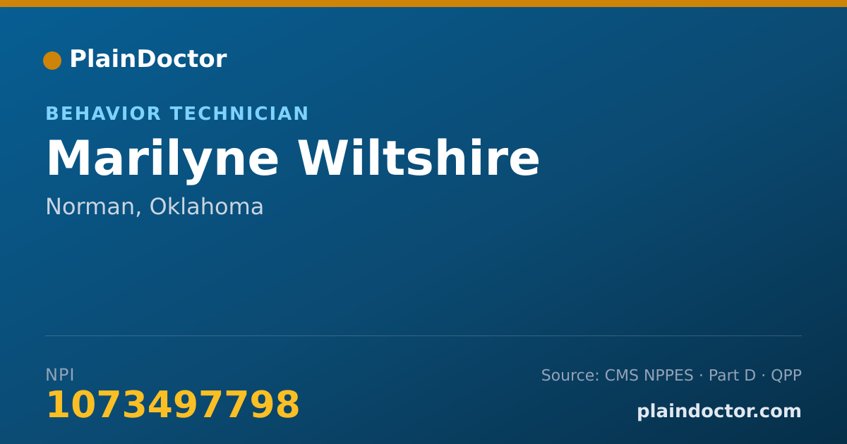 Shareable card for Marilyne Wiltshire - Behavior Technician, Norman, OK