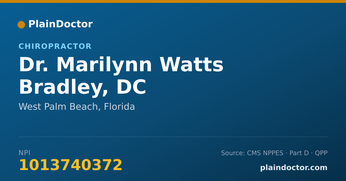 Shareable card for Marilynn Watts Bradley, DC - Chiropractor, West Palm Beach, FL