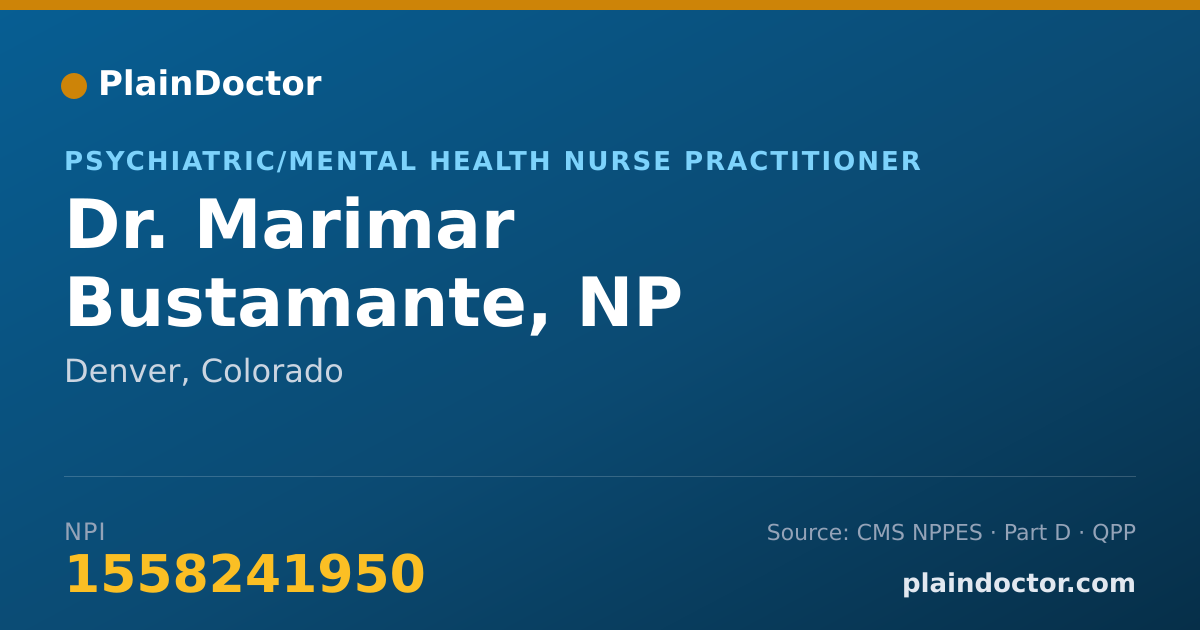 Shareable card for Marimar Bustamante, NP - Psychiatric/Mental Health Nurse Practitioner, Denver, CO