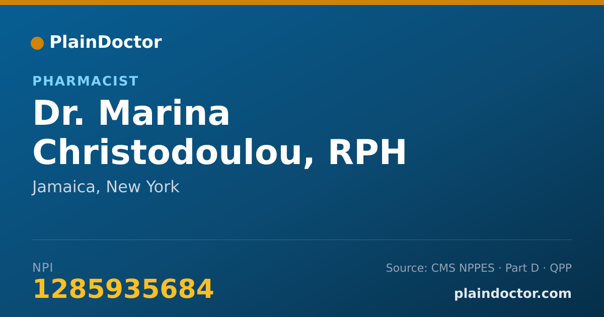 Shareable card for Marina Christodoulou, RPH - Pharmacist, Jamaica, NY