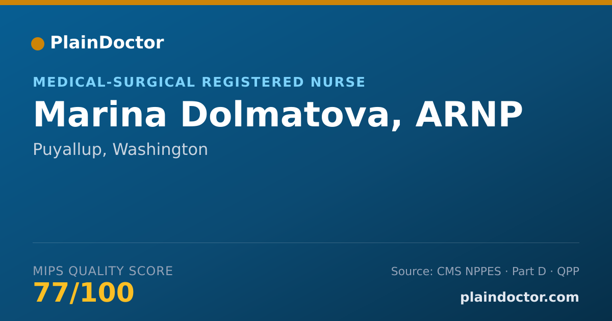 Shareable card for Marina Dolmatova, ARNP - Medical-Surgical Registered Nurse, Puyallup, WA