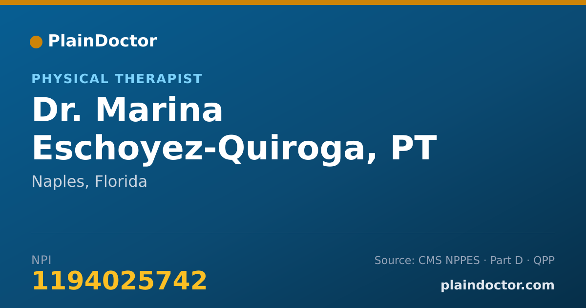 Shareable card for Marina Eschoyez-Quiroga, PT - Physical Therapist, Naples, FL