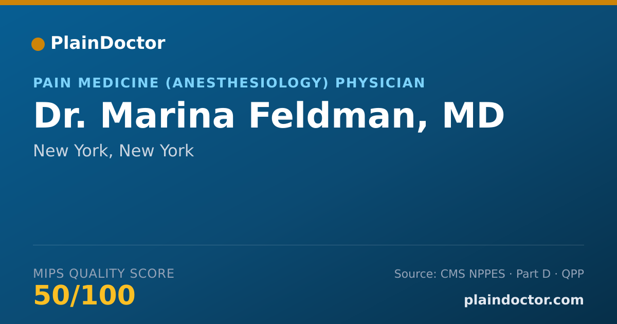 Shareable card for Marina Feldman, MD - Pain Medicine (Anesthesiology) Physician, New York, NY