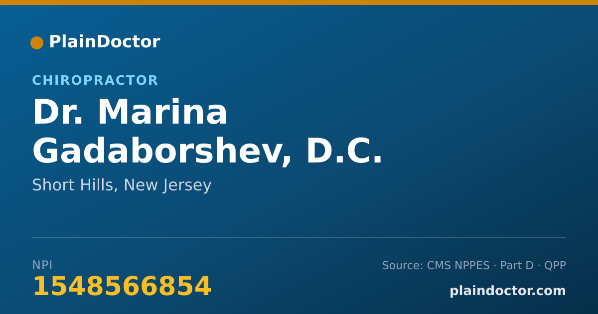 Shareable card for Marina Gadaborshev, D.C. - Chiropractor, Short Hills, NJ