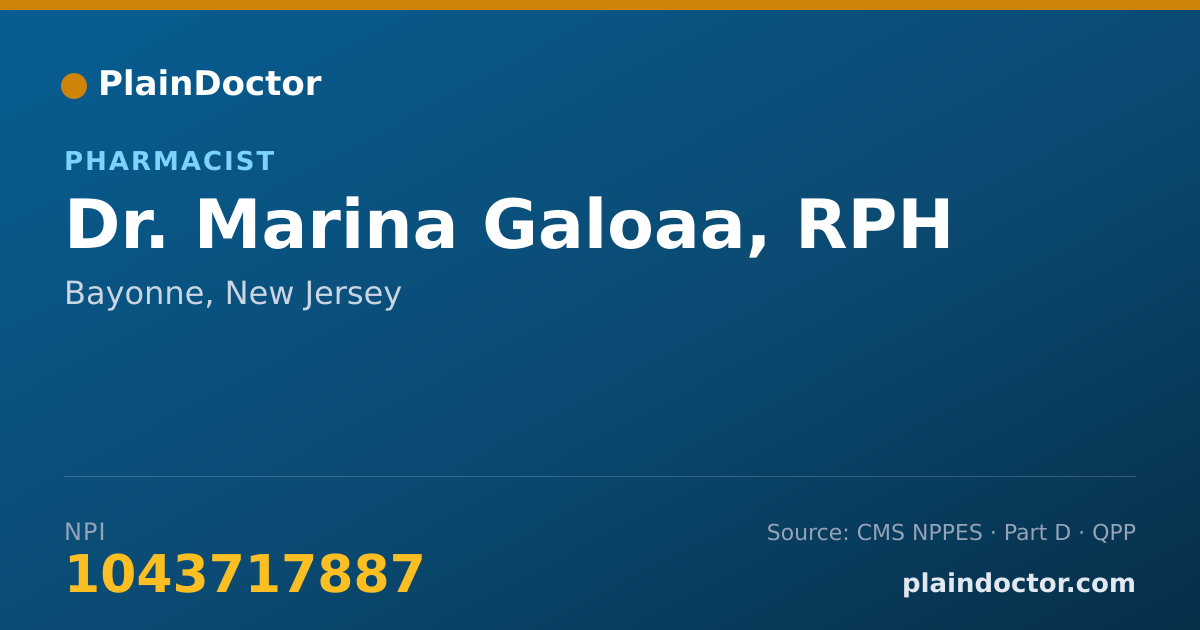Shareable card for Marina Galoaa, RPH - Pharmacist, Bayonne, NJ