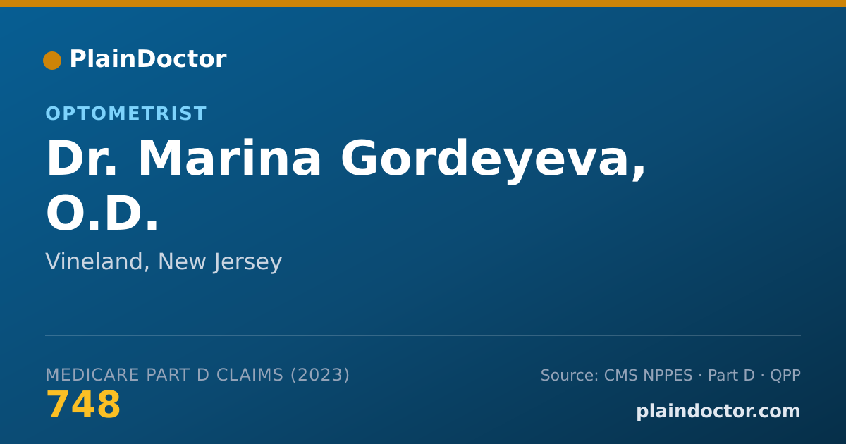 Shareable card for Marina Gordeyeva, O.D. - Optometrist, Vineland, NJ