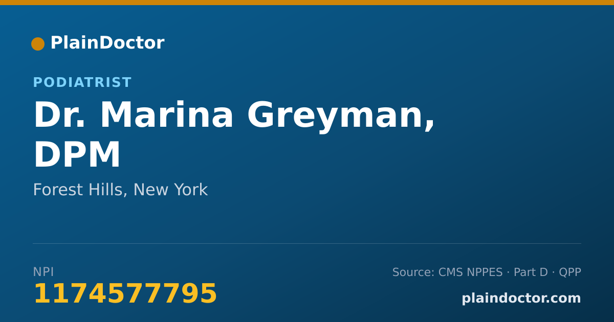 Shareable card for Marina Greyman, DPM - Podiatrist, Forest Hills, NY