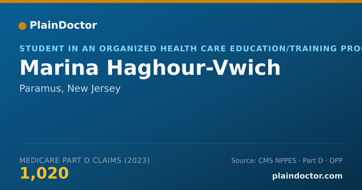 Shareable card for Marina Haghour-Vwich - Student in an Organized Health Care Education/Training Program, Paramus, NJ