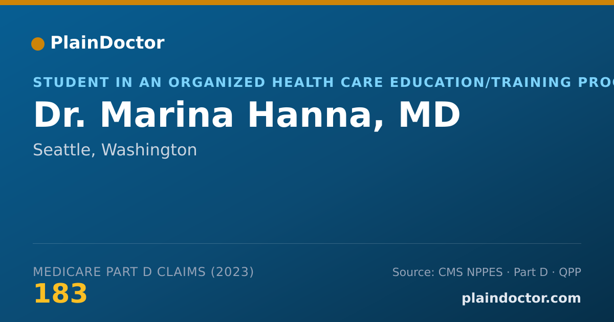 Shareable card for Marina Hanna, MD - Student in an Organized Health Care Education/Training Program, Seattle, WA